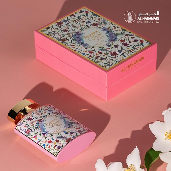 Al Haramain Floral Fair - Arabian Perfume for Women - Arabic Long Lasting Fragrance with Notes of Rose, Bergamot, Jasmine, Musk, and Patchouli - Extrait De Parfum Spray - 3.4 oz EDP Spray