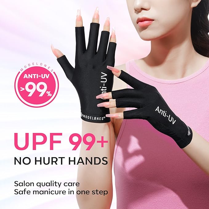 modelones Gel UV LED Nail Lamp with UV Gloves and Color Changing Gel Nail Polish - 6 Colors 10ml Pink Glitter Blue Purple Orange Mood Temperature Change Gel Polish Set Summer Soak Off Nail Polish DIY