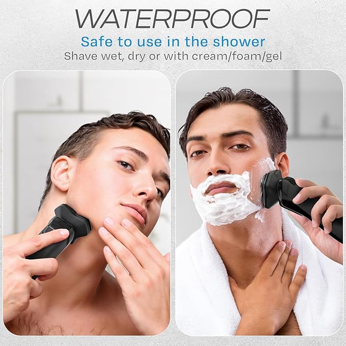 HUMMINGBIRD MK8 Premium Rotary Face Shaver, Rechargeable Wet & Dry Electric Shaver with Pop-up Trimmer, Electric Razor for Men, Waterproof, Cordless USB-C Rechargeable, LED Display, Travel Case