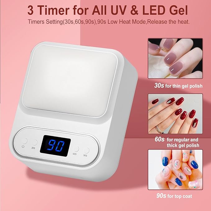 UV LED Nail Lamp with Arm Rest Pillow,Professional UV Nail Dryer Light for Gel Nails/Acrylics,Fast Curing Gel Polish Lamp 48 Beads 3 Timers Smart Sensor,Nail Art Drying Tools for Fingernail Toenail