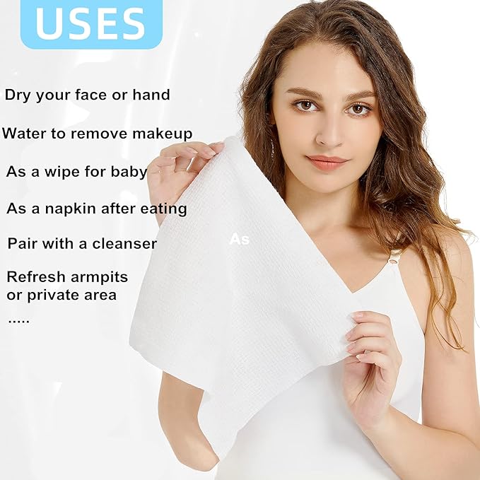 Disposable Face Cloths Cleansing Towels Facial Towel Wet and Dry Face Towel Tissue Makeup Remover Wipse 10inch x 12inch (1 Box)