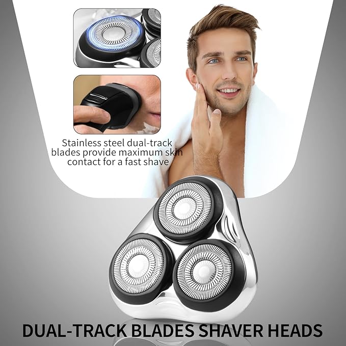 Universal Rotary Replacement Shaver Head,Compatible with Remington Shaver Series,for R3,R4,R5,R6,R7,R8,SP-3141 and SP-5161 Foils/Blades (Silver(2 Count))
