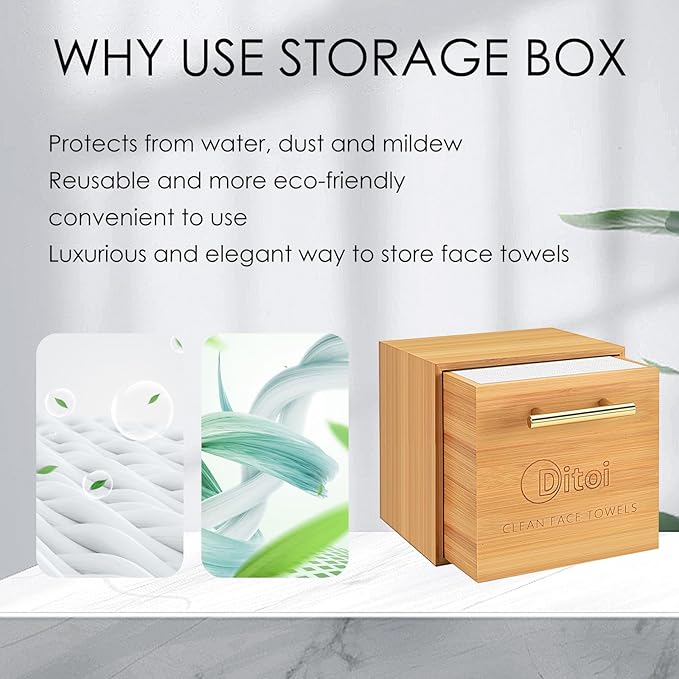 Face Towels, Disposable Face Towels with a Container, Storage Box with Copper Drawer, Ultra Soft Facial Cloths, Makeup Remover Wet Dry Wipes for All Skin