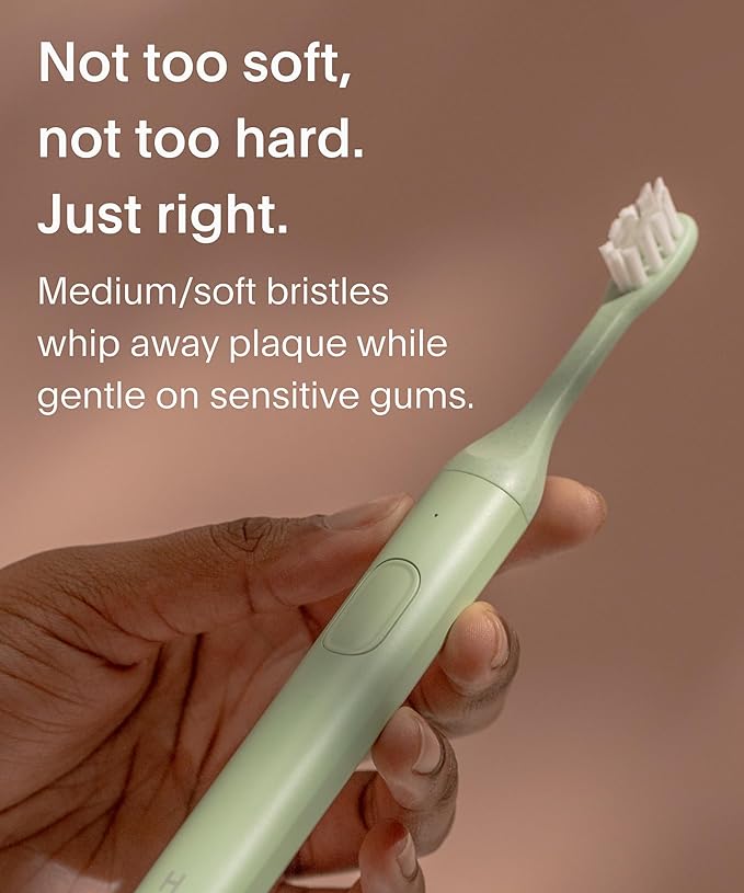 Recyclable Plant-Based, Electric Toothbrush Heads - Built-in Tongue Scraper, Long Lasting Replacement Heads | Compatible Only with SURI Sonic Electric Toothbrush - Winter Fern, Pack of 3