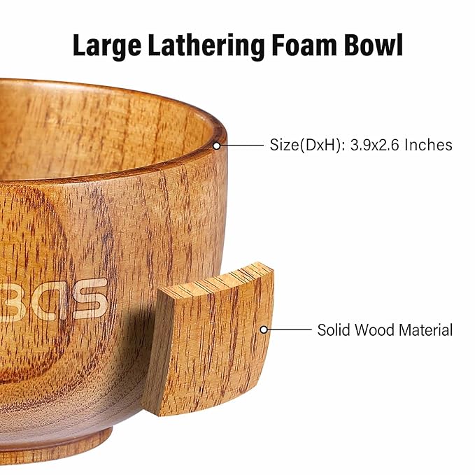 Anbbas Badger Hair Shaving Brush with Wood Handle,Large Soap Bowl,Stainless Steel Shaving Stand and 3.5 oz Natural Shaving Soap Puck Refill for Men