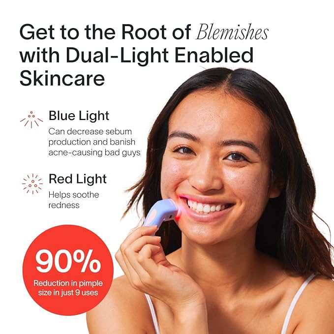Solawave Bye Acne Spot Treatment | Premium Pimple Red Light Therapy & Blue Light Recovery | Use Before Pimple Patches | Acne Care Light Device | Face Care Must-Have | Solawave Original
