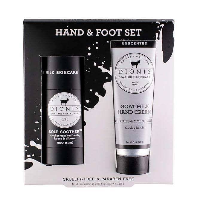 Dionis Goat Milk Skincare Footcare Lotion Set (Hand & Foot Set) - Unscented Hand Cream For Dry Hands and Sole Soother For Cracked Heels and Foot, Skin Moisture