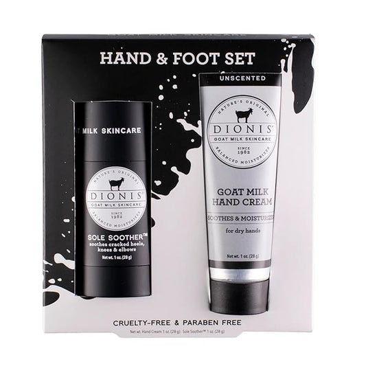 Dionis Goat Milk Skincare Footcare Lotion Set (Hand & Foot Set) - Unscented Hand Cream For Dry Hands and Sole Soother For Cracked Heels and Foot, Skin Moisture