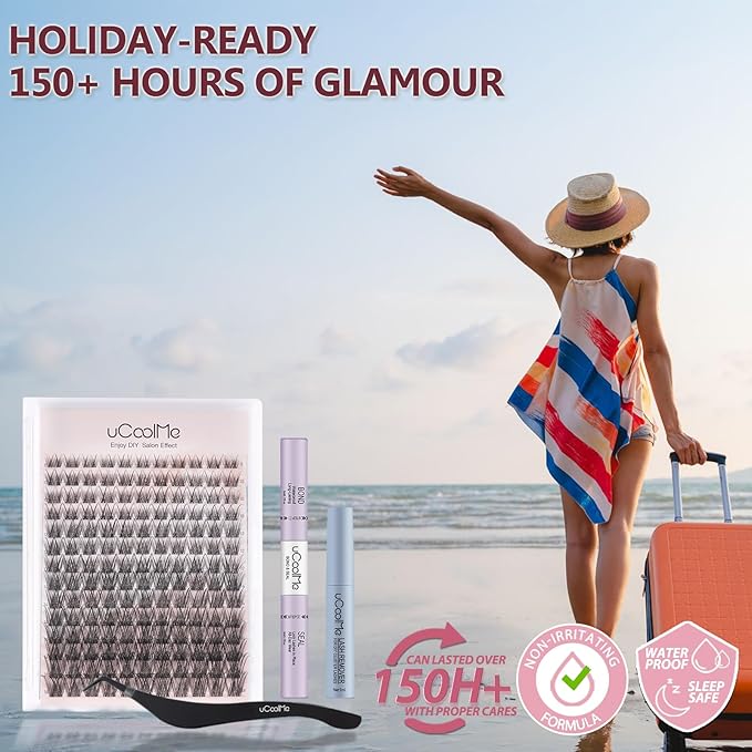 Secret Lash Clusters Kit 8-18mm Natural Eyelash Clusters Kit Slightly Wispy & Spike D Curl - WideSpan DIY Eyelash Extension Kit Soft Individual Fake Eyelashes Clusters Kit Thin Invisible Lash Band