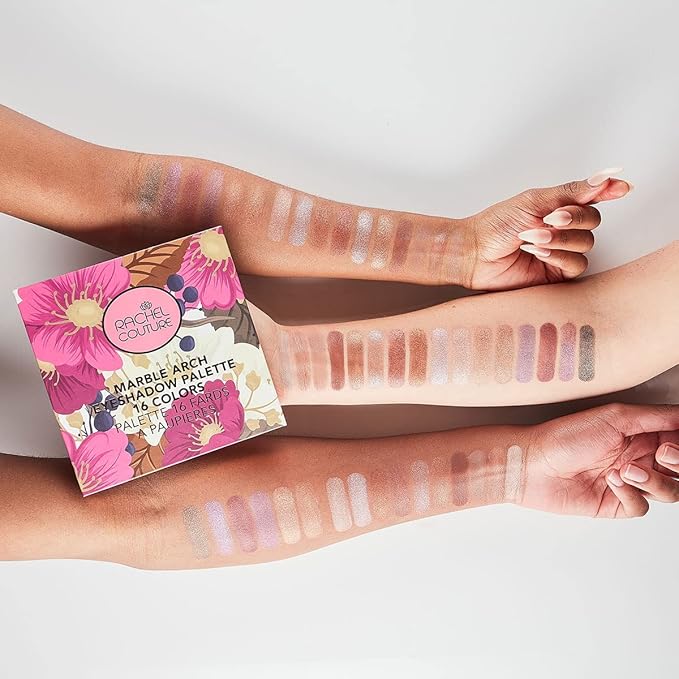 Rachel Couture Eyeshadow Palette with Natural Ingredients & Pure Pigments | Vegan & Cruelty-Free | Infused with Natural Botanical Extracts – 16 Colors - Marble Arch