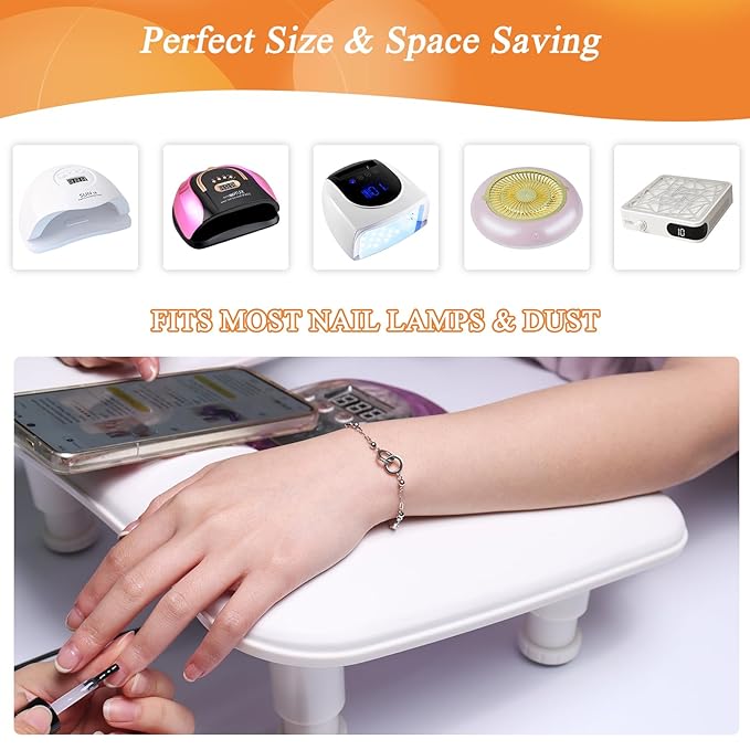 Arm Rest for Nails Tech, 3 Height Adjustatle Nail Arm Rest Stand, U Shaped Manicure Hand Rest, Soft PU Leather Fabric for Manicurists Nail Salon Supplies - White