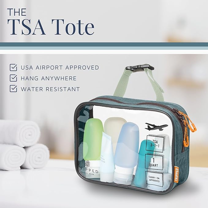 Toiletry Bag Kit Set: Hanging Travel Toiletry Bag + 311 TSA Cosmetic Liquid Bag + Ultralight Accessory Organizer Pouch