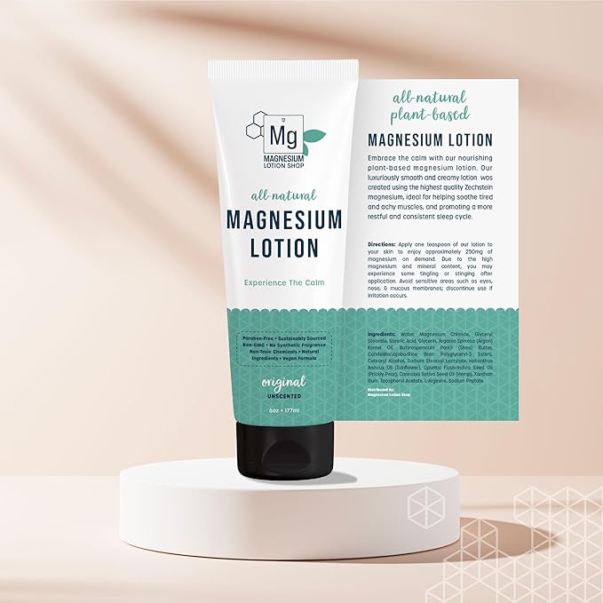 Unscented Magnesium Lotion for Sleep | 250mg per Teaspoon | We use Natural Shea Butter in Our Paraben-Free Magnesium Lotion for Leg Cramps | Each 6oz Bottle is Proudly Made in America