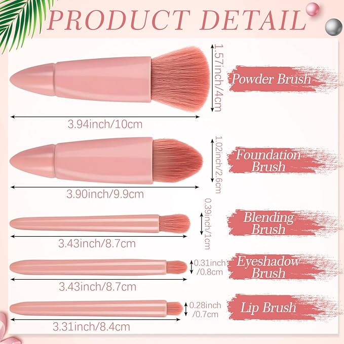 12 Set Travel Makeup Brush Set Bulk with Mirror Mini Travel Makeup Brushes Thank You Cards and Organza Bag Bridesmaid Gift for Bachelorette Party Gift Wedding(Pink)