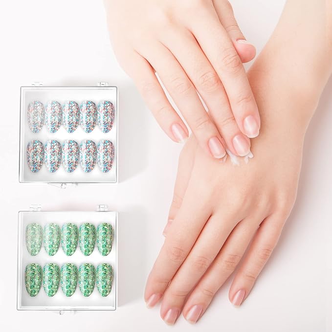 ANCIRS 25 Pack Acrylic Nail Storage Box for DIY Press-on Nails Holder & 60pcs Double Sided Adhesive Nail Display Tape, Artificial Nail Stand Packaging Organizer Case & Fake Nail Tip Tapes for Nail Art