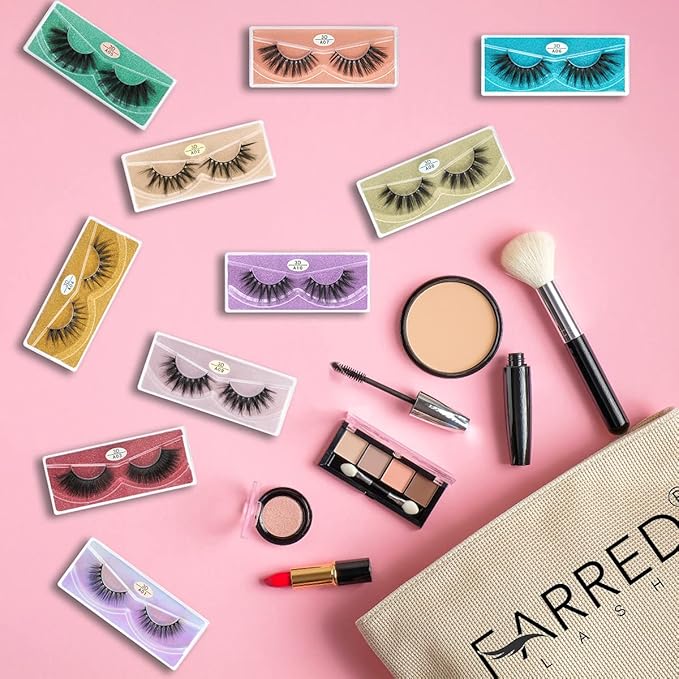 FARRED Wholesale False Lashes 10 Pairs 10 Styles Medium Length Vegan Eyelashes Fluffy Volume Strip Lashes Bulk 10 Portable Boxes Fake Eyelashes Mixed Natural Look 3D Faux Mink Lashes(mix 10pairs)