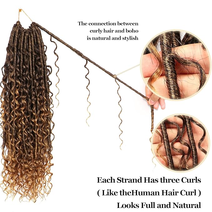 8 Packs Goddess Faux Locs Crochet Hair-18 Inch Boho Soft Locs Crochet Hair for Black Women (T27, 18 Inch(Pack of 8))