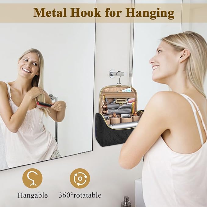 Mancro Travel Storage Case Organizer fit for Dyson Airwrap, Hair Dryer, 4 Curling Barrels, 2 Smoothing Brushes, Volumizing Brush, Lightweight Travel Carrying Case for Hair Curler Accessories, Black