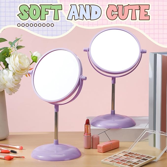 6 Pcs Spa Party Mirror Spa Party Supplies Sleepover Accessory Favors Makeup Mirror for Sleepover Slumber Birthday Favors Gift(Purple)