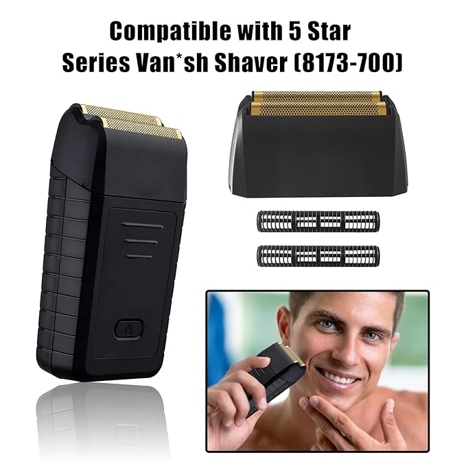 Shaver Replacement Super Close Gold Foil & Cutter Bar Assembly Compatible with Wahl 5 Star Series Vanish Shaver（8173-700） (2 Pack)