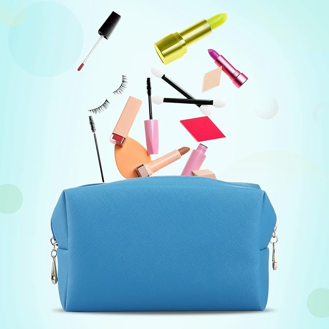 Sanwuta 9 Pcs Preppy Makeup Bag PU Leather Cosmetic Bag Makeup Pouch Plain Waterproof Toiletry Organizers for Traveling Preppy Travel Purse End of the Year Teacher Gifts Bulk(Vintage Colors)