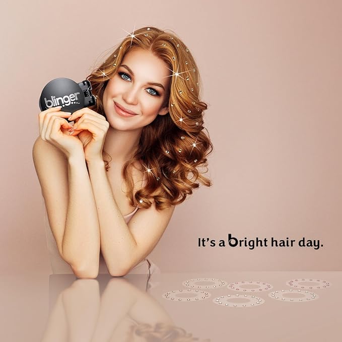 blinger® Starter Kit | Women's Hair Styling Tool + 75 Precision-Cut Glass Crystals | Bling in Seconds! Bedazzling Multi-Faceted Gems | Hair-Safe – Bling In Brush Out