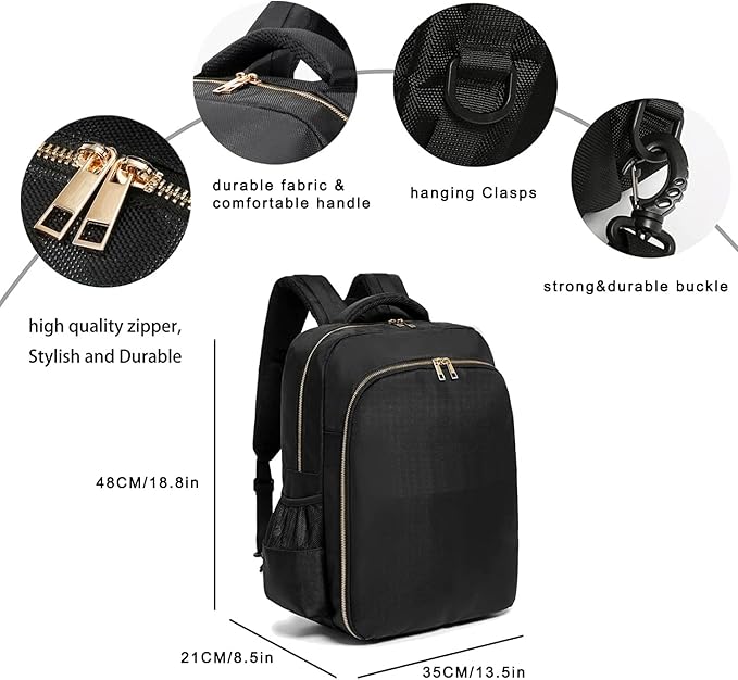 Backpack Design, Barbers Supplies Bag Case Organizer for Clippers, 18.8x13.5x8.5in, 20L, Black