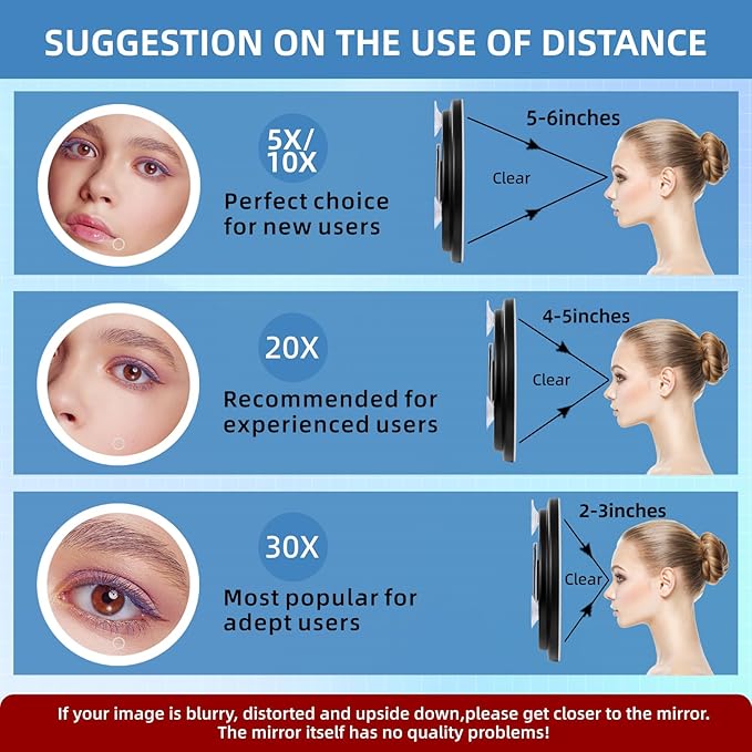 5X Makeup Magnifying Mirror with Lights, 6'' Magnifying Mirror with 3 Color Lights Dimmable Makeup Mirror with 5X Magnification, Lighted Travel Magnifying Mirror with Suction Cups and Adjustable Stand