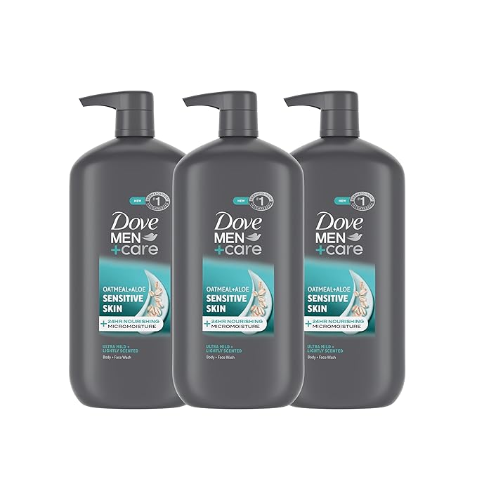 DOVE MEN + CARE Body & Face Wash Sensitive Skin 3 count For Hydrated, Smooth Skin 30 fl oz