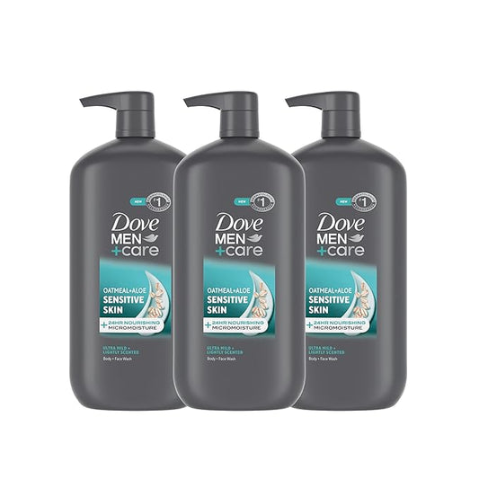 DOVE MEN + CARE Body & Face Wash Sensitive Skin 3 count For Hydrated, Smooth Skin 30 fl oz