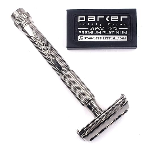 Parker Model 60R Safety Razor and 5 Parker Platinum Razor Blades