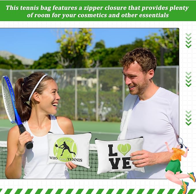 Sadnyy 32 Pcs Tennis Gifts Makeup Bag Zipper Portable Storage Cosmetics Case Inspirational Cosmetic Bags Travel Pouches Tennis Accessories for Women Lovers Players Coach Friend Sister