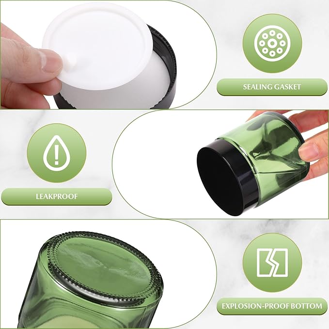 Norme 24 Pcs 4 oz Glass Jars with Lids Leakproof Round Airtight Empty Cosmetic Jars with Inner Liners Lid for Storing Lotions Powder Ointments Candle Making (Olive Green)