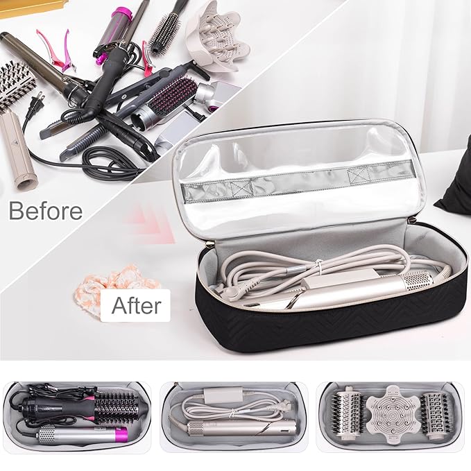 Hair Tools Travel Case with Black Hair Dryer Bag, Hair Tools Travel Carrying Case for Shark FlexStyle/SmoothStyle - Hair Dryer Case Flat Curling Iron Travel Organizer