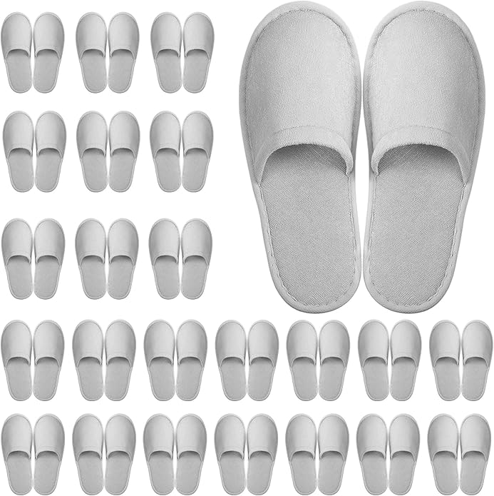 Geyoga 24 Pairs Disposable Slippers for Guests Bulk 2 Size Cotton Hotel Spa House Slippers for Graduation Wedding Party Shoeless Home Travel Individually Wrapped