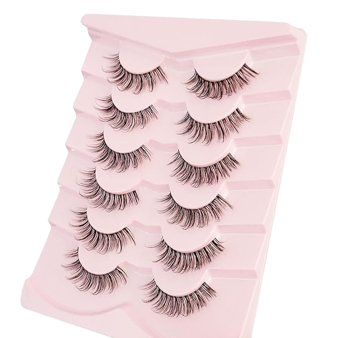 Wispy Lashes D Curl False Eyelashes Natural Look NINGLASH Strips Eyelashes Fake Eyelash Pack 14mm Faux 3D Mink Lashes Strips 6 Pairs