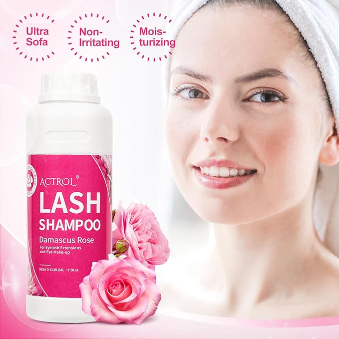 Lash Extension Cleanser Rose 500ml Eyelash Shampoo Lash Cleanser Foam with Salon and Home Care