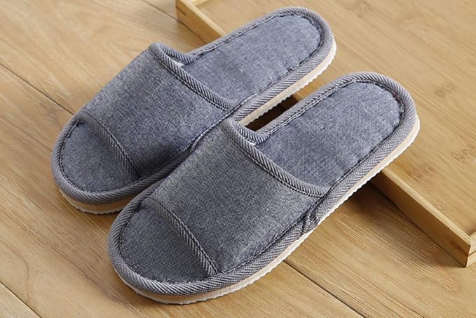 6 Pair of Open Toe Breathable Slippers,Solid Color Casual Slippers,Spa Slippers for Guests, Hotel, Travel, Unisex Universal Size Washable (6 gray medium size)