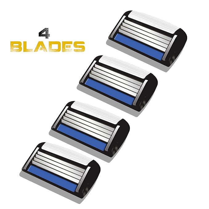 HeadBlade Men's HB4 Refill Shaving Razor Blades - 4 Stainless Steel Blades for No Tugging or Pulling, Shave Less, Works for Face, Body, and Scalp (12 Blades) 3 Pack