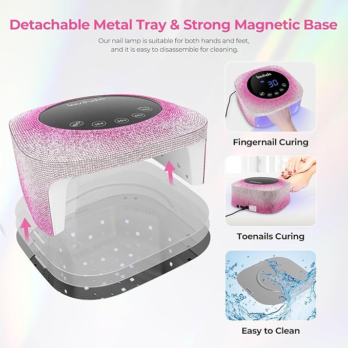 Lavinda UV Nail Lamp, 54W UV Light for Gel Nails with Rhinestones, Plug-in UV LED Nail Lamp Nail Light Fast Curing Lamp Nail Dryer for Gel Polish, Nail Supplies for Salon Home Use, Gradient Pink