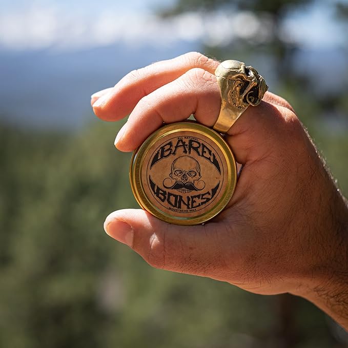 Mustache Wax Medium Hold Grooming For Men - 1oz Bare Bones Moustache & Beard Wax Tin - Perfect For Handlebar Mustaches By Death Grip - No Heat Source Required