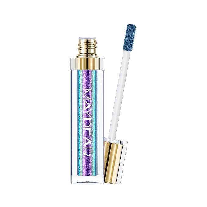 Maydear Chameleon Lipstick, High Pigmented for Women Metallic Shine Lip Gloss, Full-Coverage Multichrome Long Lasting Rainbow Makeup, Blue Purple