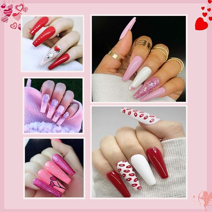 Makartt Poly Gel Kit, Clear Pink Fall Winter Extension Set With 500pcs Press on Coffin Tips for Nail Enhancement