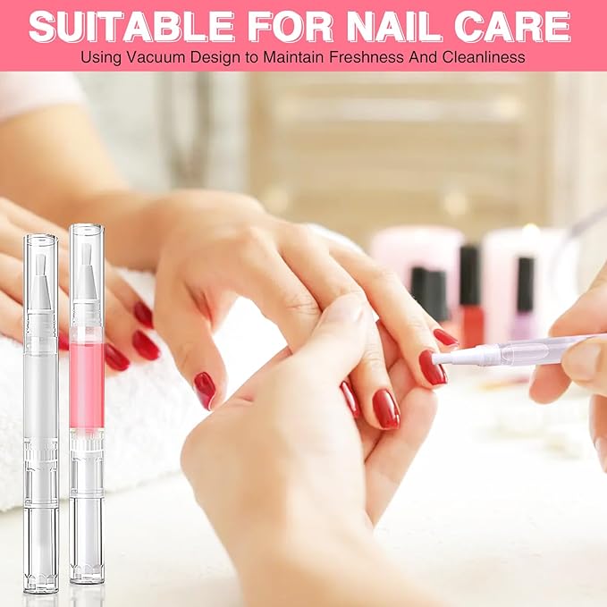 Nail Oil Pen 100Pcs 3ml Empty Cuticle Oil Pen Travel Transparent Twist Pens with Brush Tip for Nail Oil, Eyelash Growth Liquid Tube, Cosmetic Lip Gloss Container Applicators + 120pcs Label