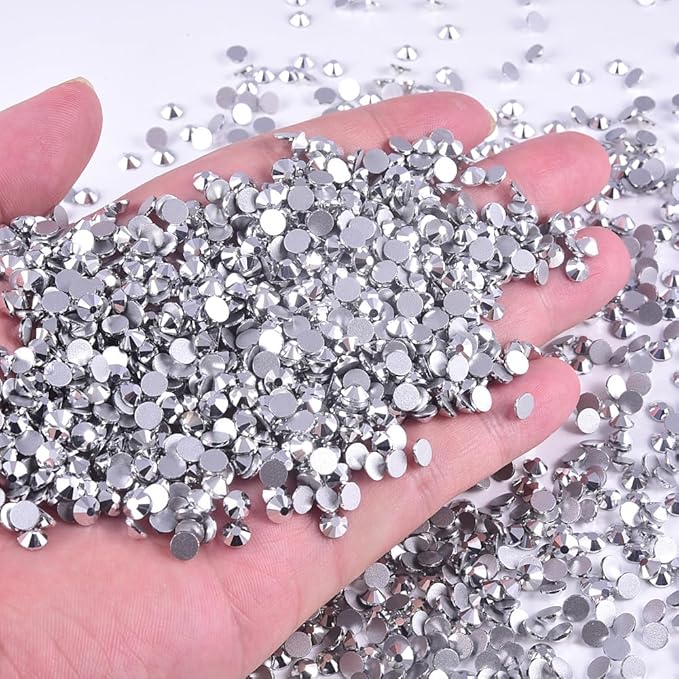 Blinginbox Flatback Rhinestones Bulk,14400pcs Crystal Round Loose Gemstones Glass Rhinestones for Crafts Makeup Nail Art Clothes Shoes DIY Decorations(SS10,2.7-2.9mm,Mine Silver)