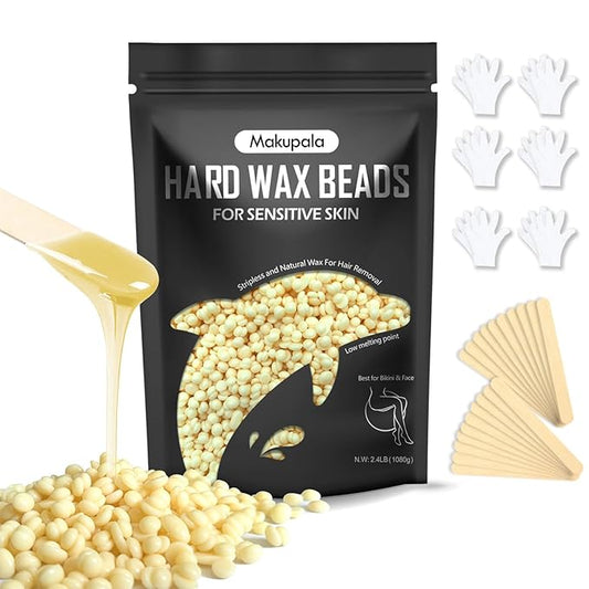 2.4lb Hard Wax Beads, Unscented Waxing Beads for Sensitive Skin Hair Removal, Low Melting Point Wax Beans for Full Body, Bikini, Underarm, Facial, Brazilian Waxing at Home Women Men