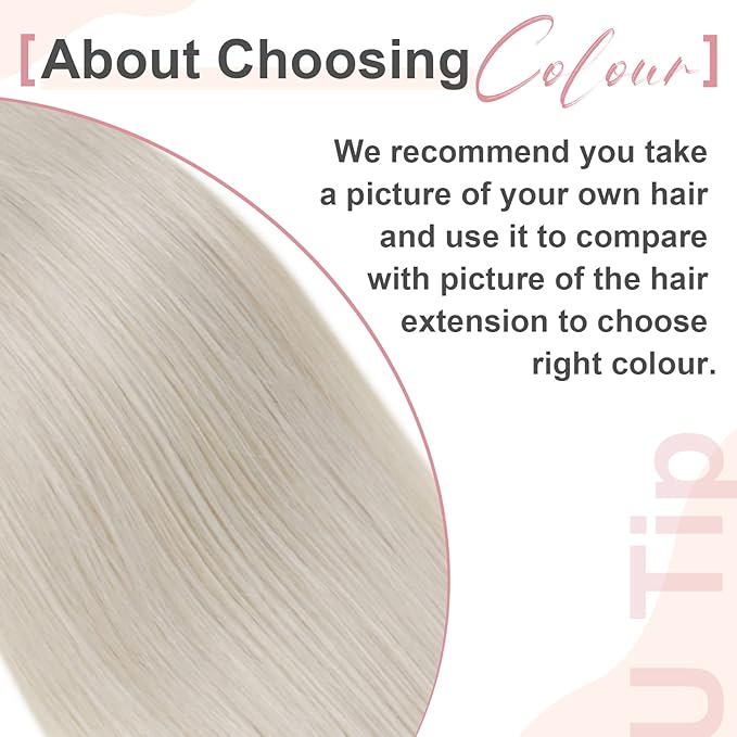 Easyouth U Tip Hair Extensions Human Hair Blonde Utips Hair Extensions White Blonde Pre Bonded Hair Extensions Real Human Hair Blonde #1000 20Inch 50set 50g