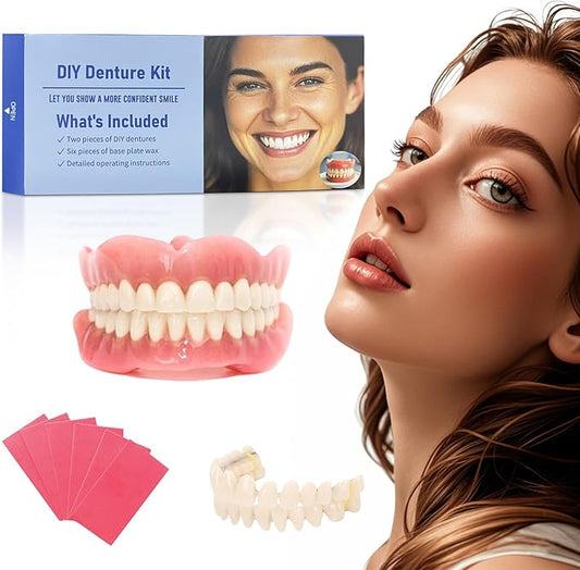DIY Denture Kit: Complete Set of Upper and Lower Fake Teeth for Your Home Smile Makeover-LL02