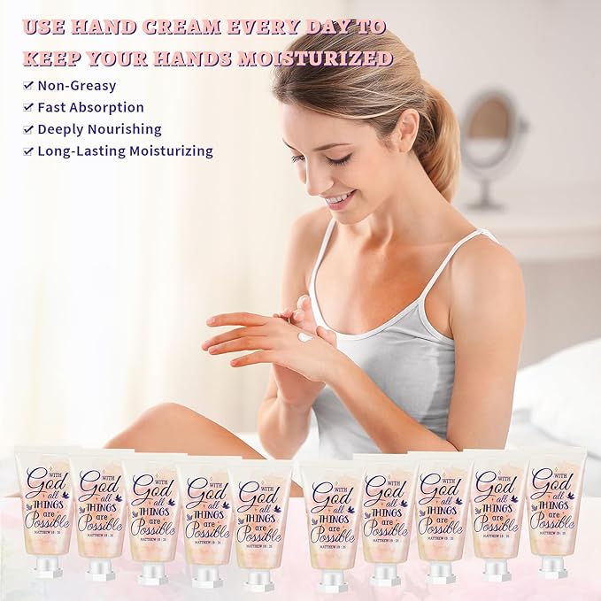 50 Pack Christian Hand Lotion Bulk Gifts for Women Mother Day Bible Mini Travel Hand Lotion Bulk for Stocking Stuffers Gifts Women Church Appreciation Teachers Coworkers(Cute)
