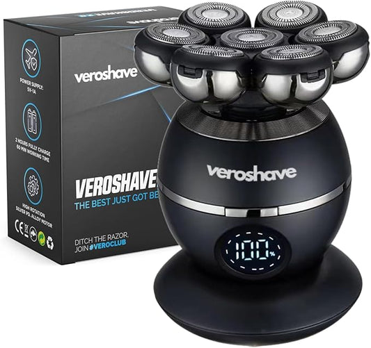 7-Blade Bald Head Shaver for Men - Cordless Hair Shaver for Men Bald, Rechargeable Head Trimmer for Men Bald Head, Mess-Free & Full-Shave Travel-Friendly Grooming Kit with Curved Blades